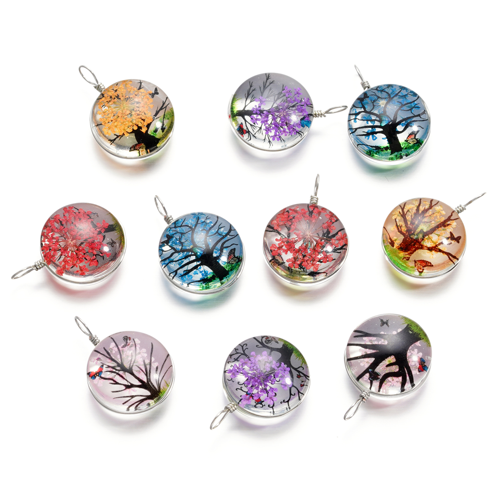 Birth Flower Necklace - 5pcs/lot 20x29mm Jewelry Crystal Oval Glass