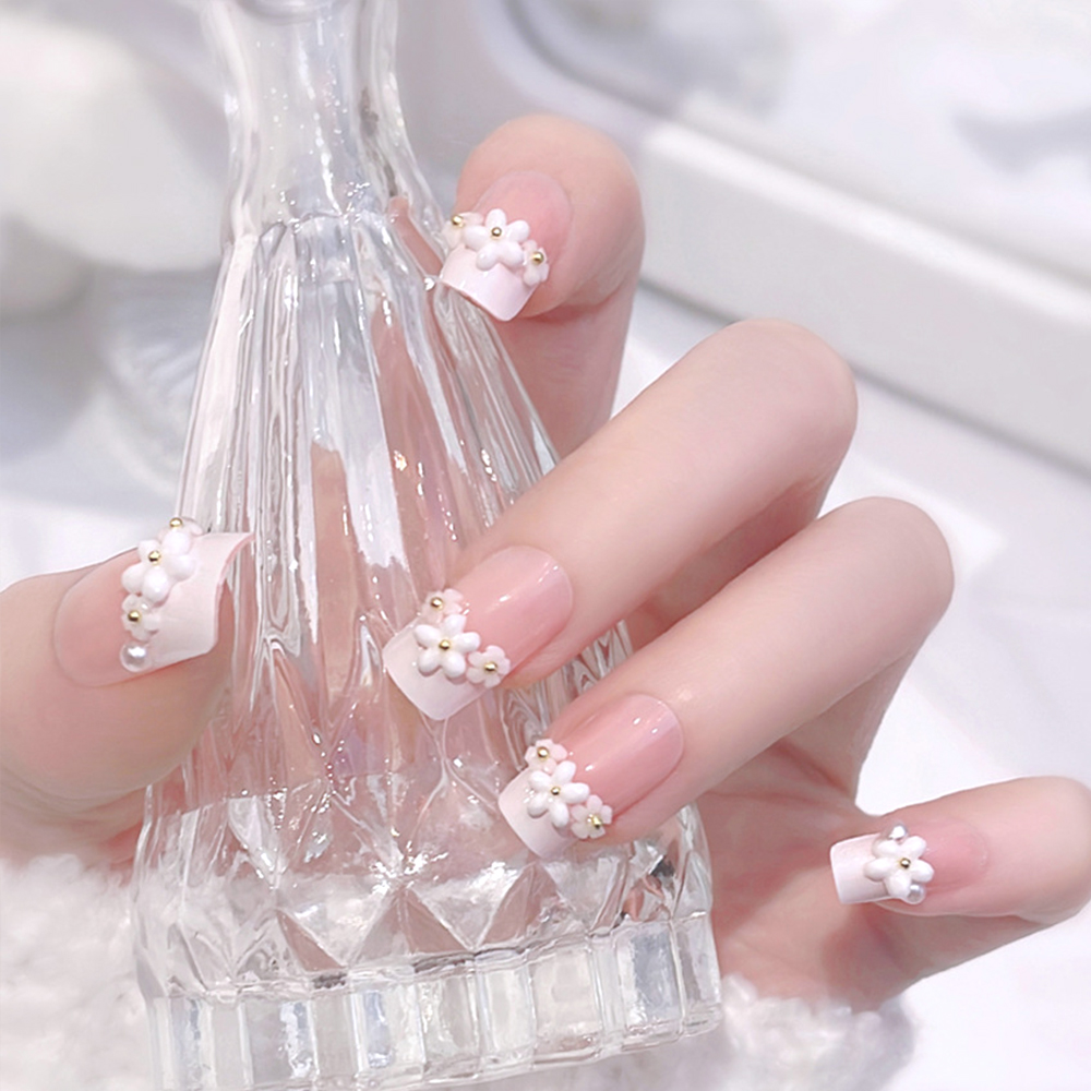 24pcs Medium Long Acrylic Fake - Pressed Flower Art 评论和价格