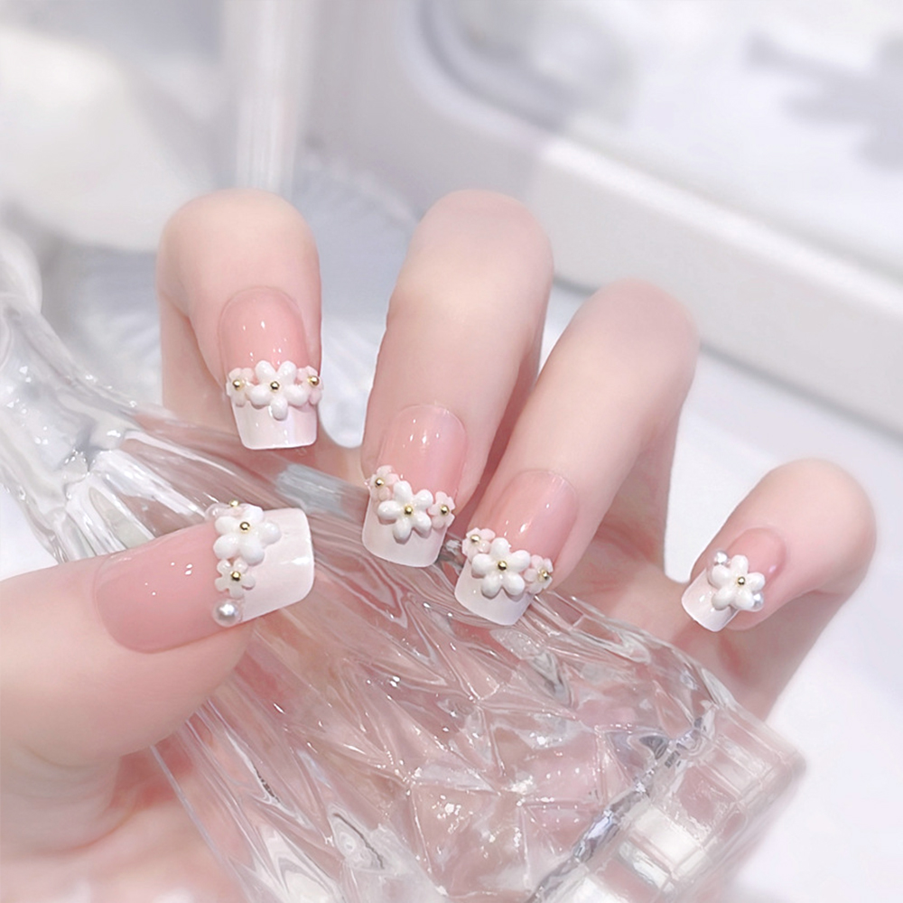 24pcs Medium Long Acrylic Fake - Pressed Flower Art 评论和价格