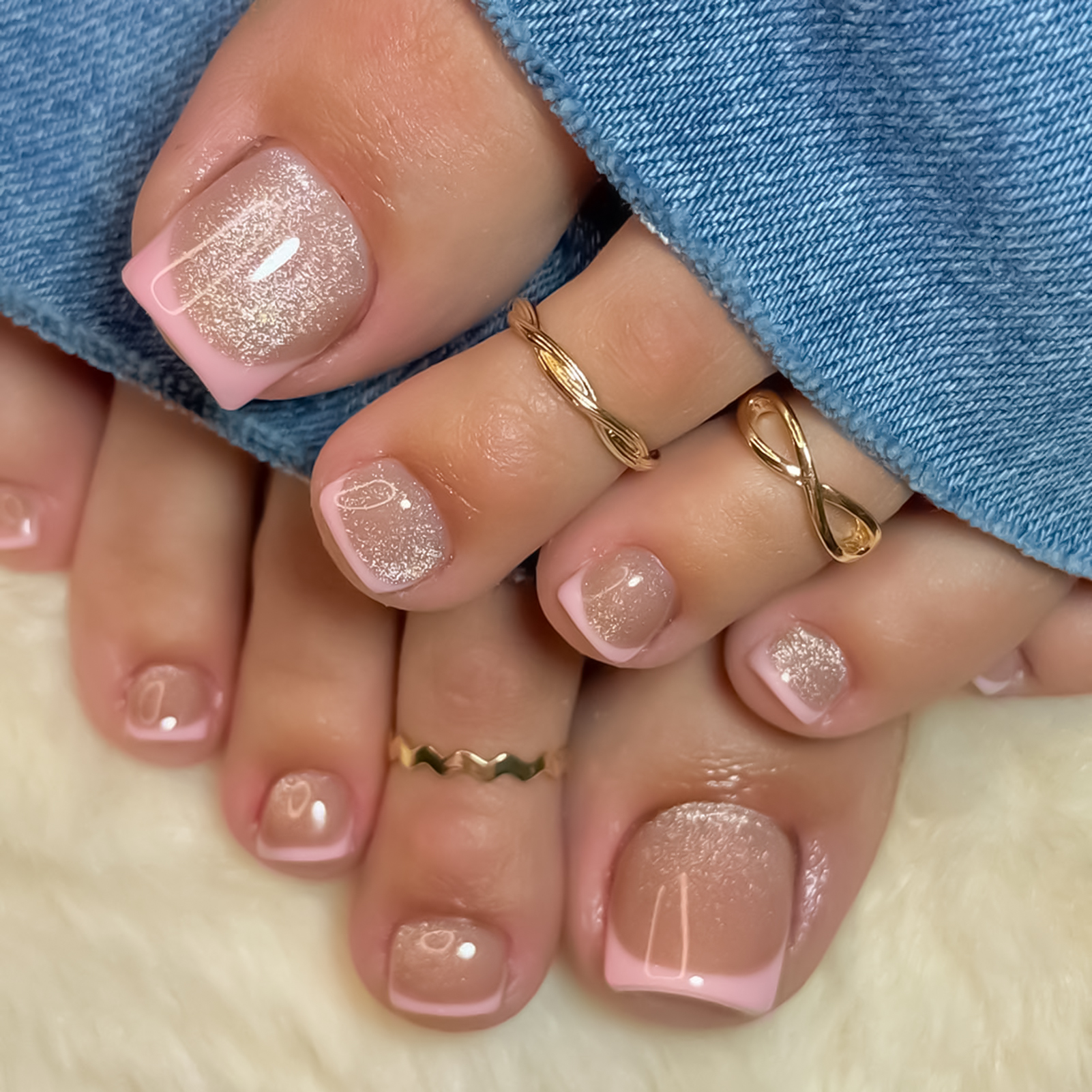 Nude Pink Color Fake Toenails  - Pressed Flower Art 评论和价格