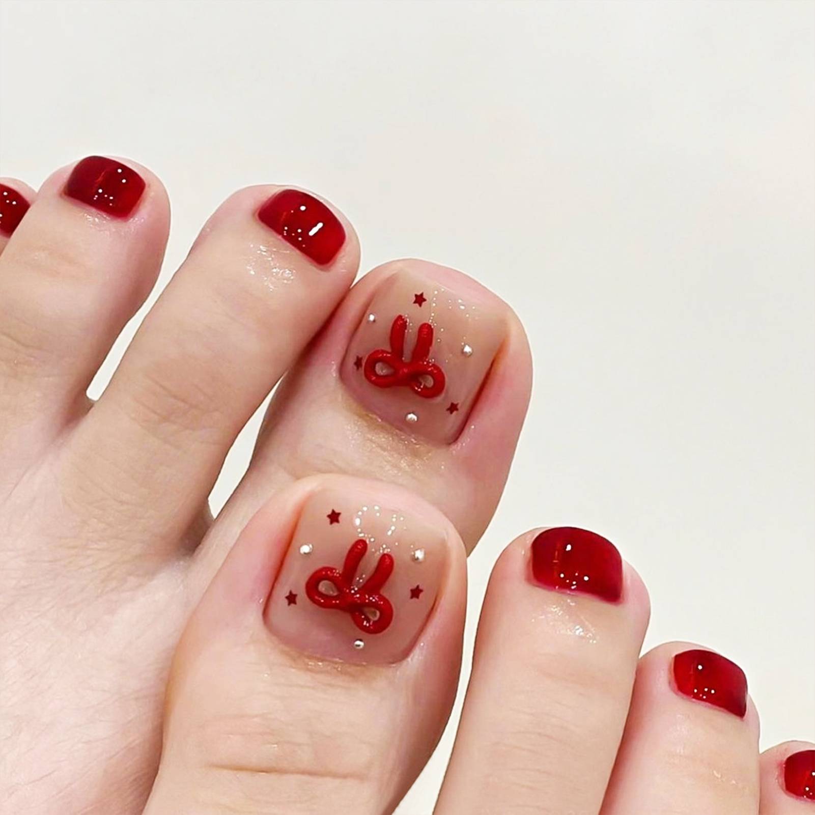 Nude Pink Color Fake Toenails  - Pressed Flower Art 评论和价格