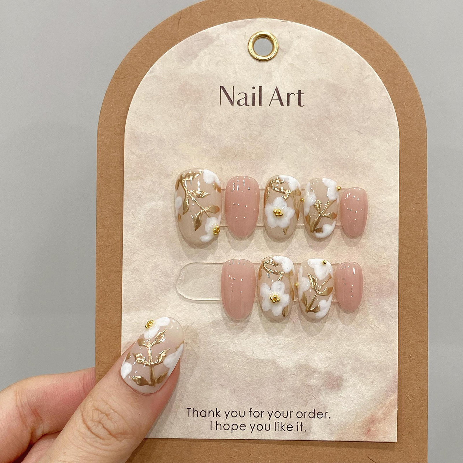 Handmade Press on Nails with W - Pressed Flower Art 评论和价格