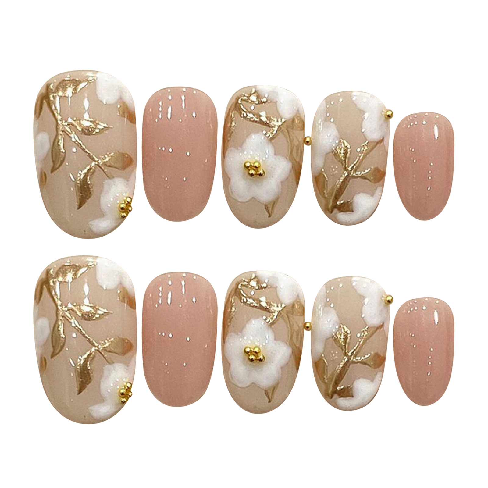 Handmade Press on Nails with W - Pressed Flower Art 评论和价格