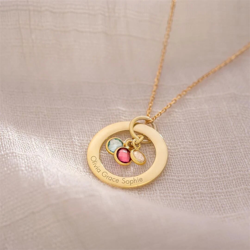Custom Birthstone Eternal Ring - Birth Flower Necklace 评论和价格