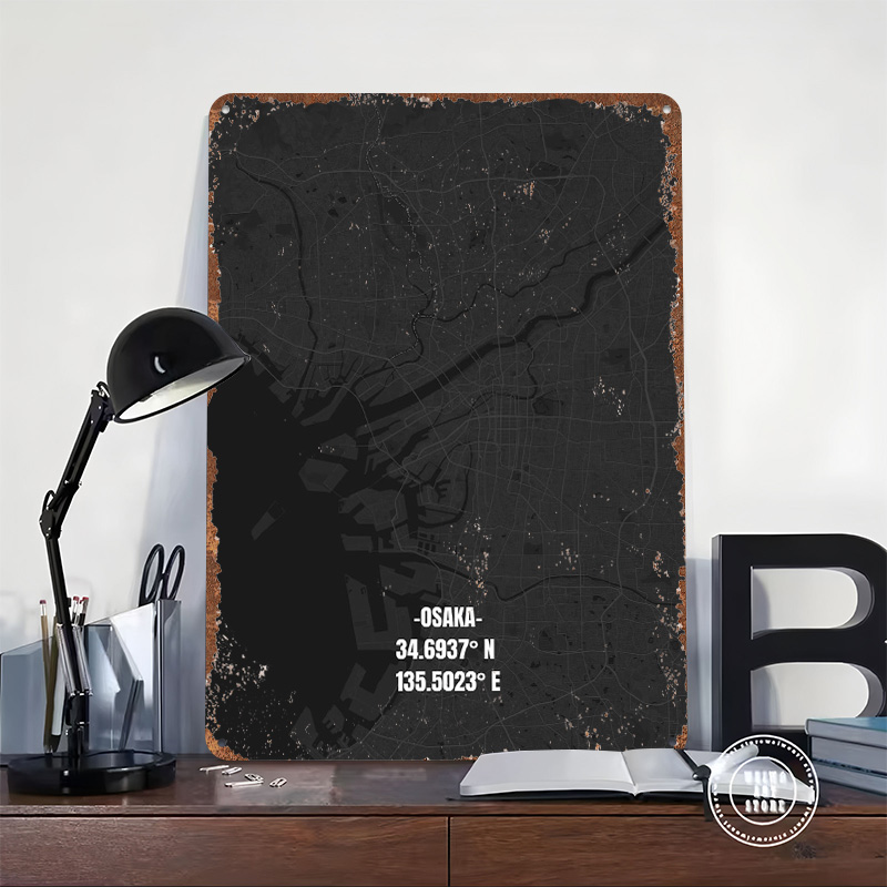 Osaka City Map Tinplate Poster - Custom Map Poster 评论和价格