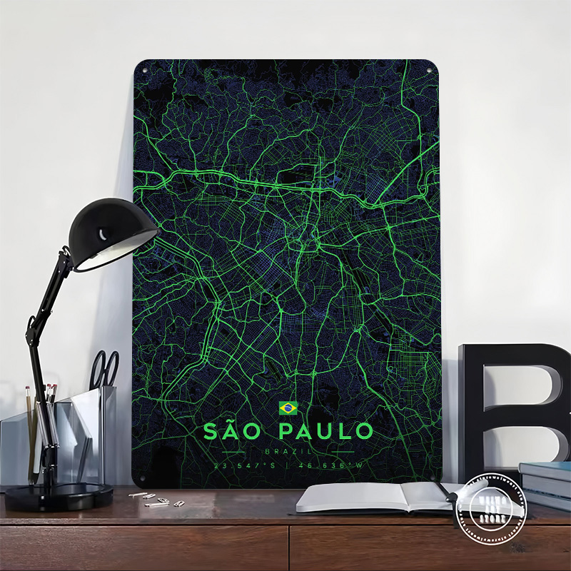 Sao Paulo City Map Art Tin Pos - Custom Map Poster 评论和价格