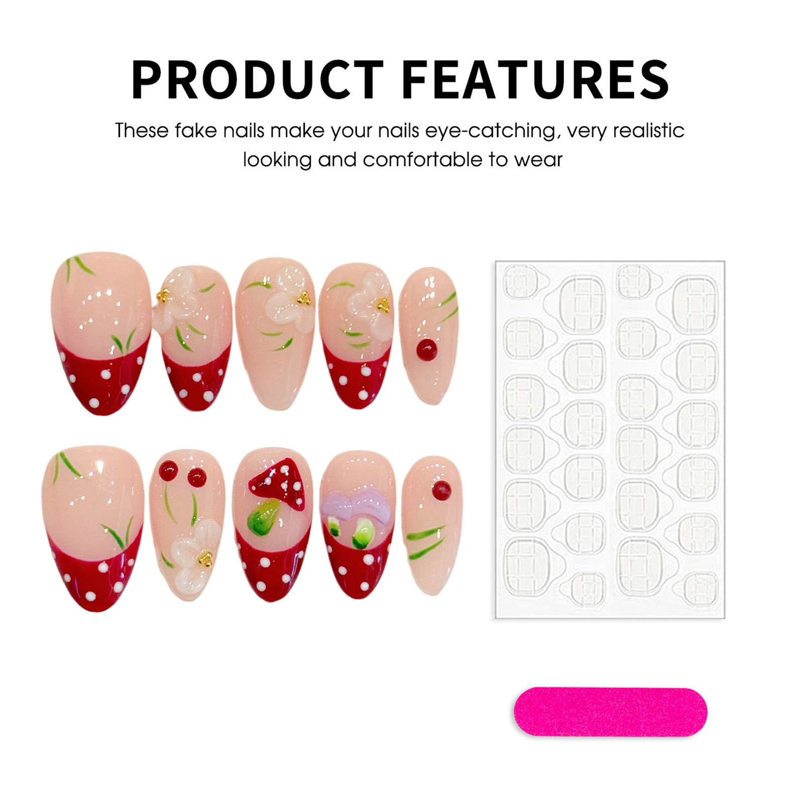 10Pcs Red White Polka Dot Desi - Pressed Flower Art 评论和价格