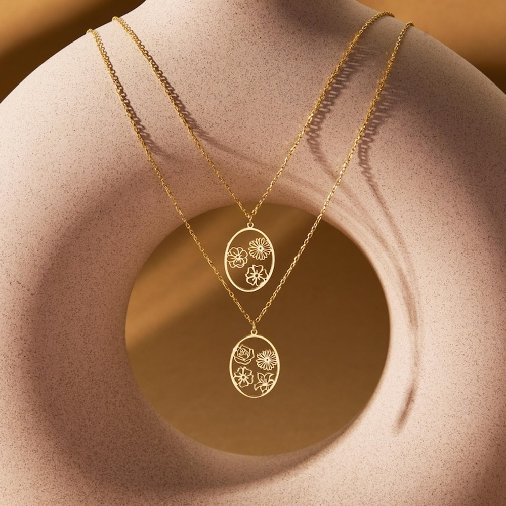 Custom Birth Flower Necklace P - Birth Flower Necklace 评论和价格