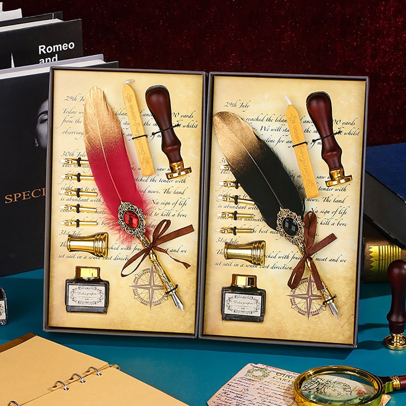 Creative Feather Dip Pen Ink S - Wax Seal Letter Kit 评论和价格