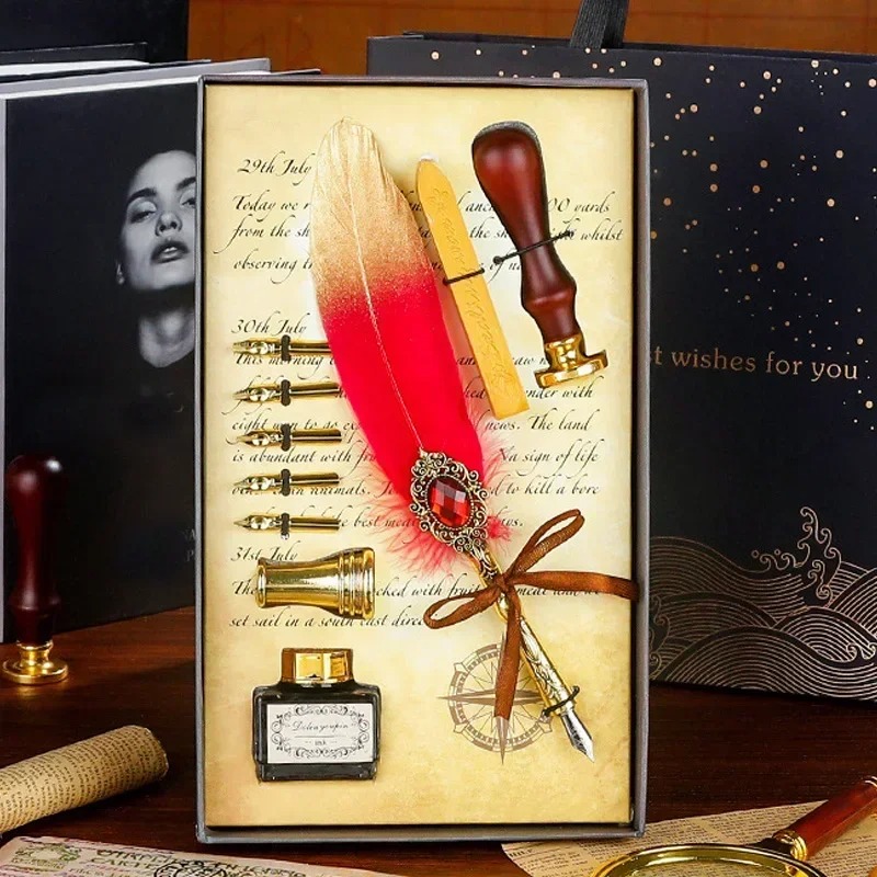 Creative Feather Dip Pen Ink S - Wax Seal Letter Kit 评论和价格