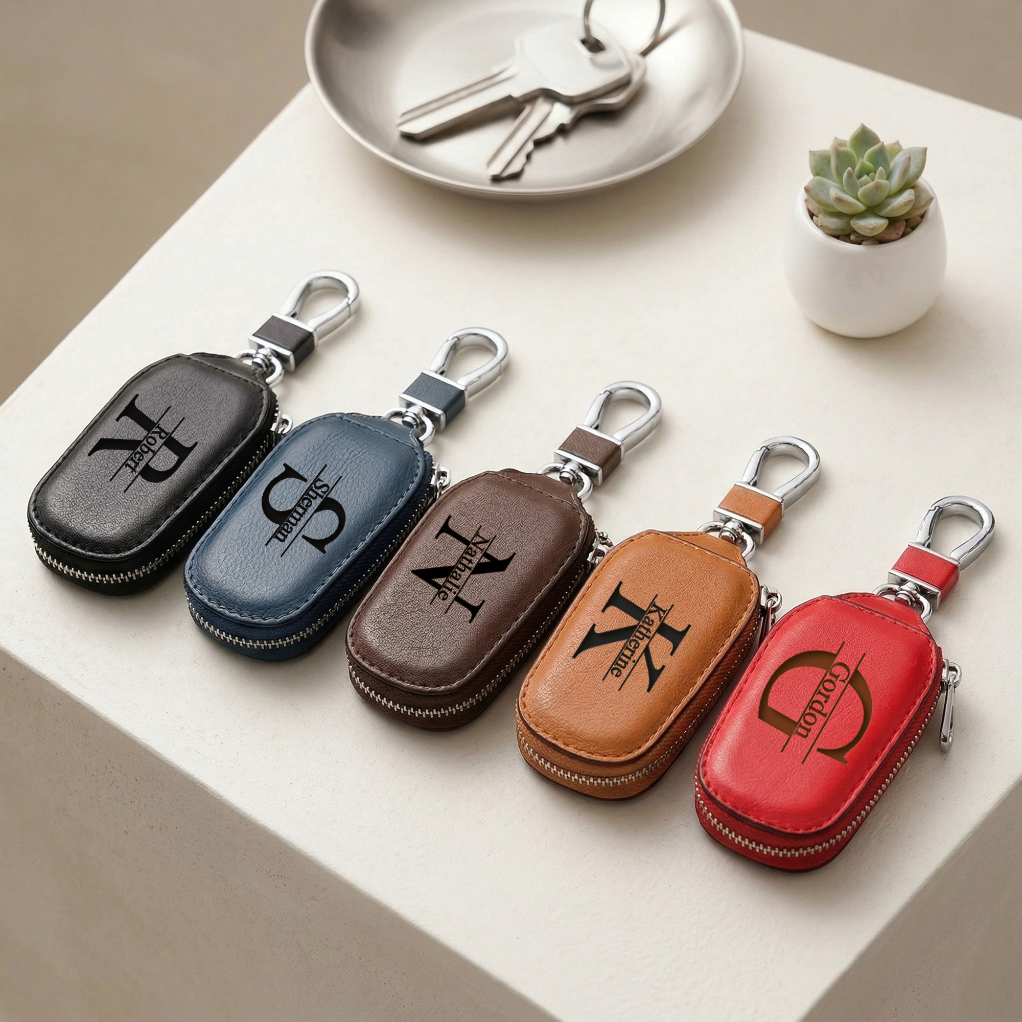 Personalized Custom Zipper Key - Monogram Keychain Leather 评论和价格