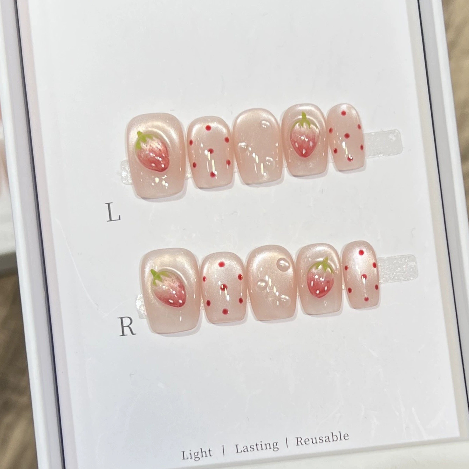 10PCS Short Square Fake Nails  - Pressed Flower Art 评论和价格