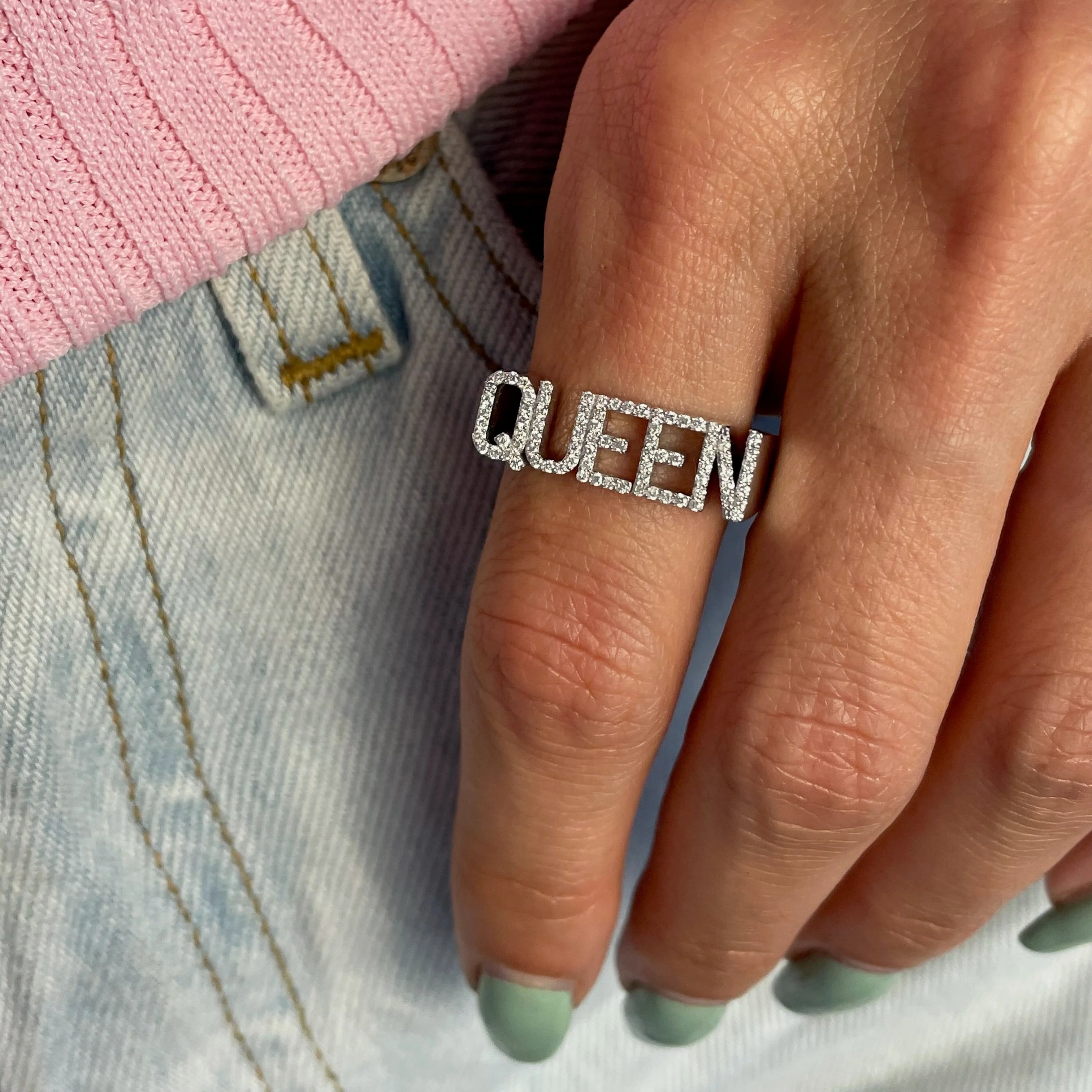 3D Name Ring Custom Diamond Na - Initial Ring Custom 评论和价格