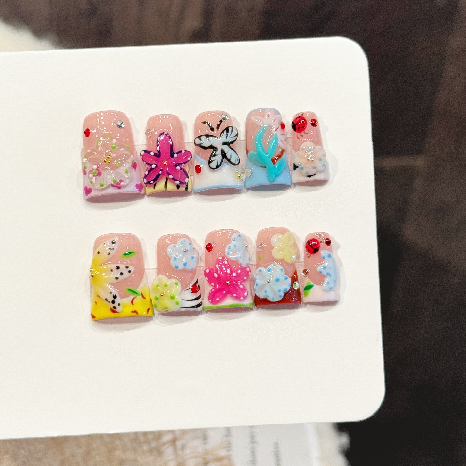 10PCS Duck Handmade Press On N - Pressed Flower Art 评论和价格