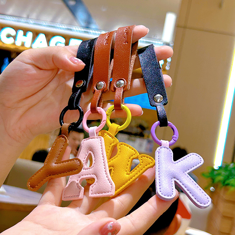 A To Z PU Leather Initial Lett - Monogram Keychain Leather 评论和价格