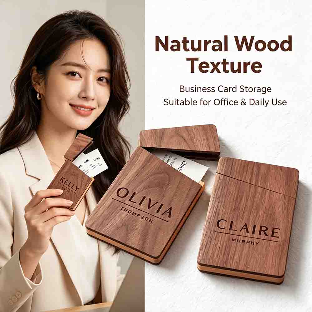 Business Card Holder Wooden Of - Personalized Name Box 评论和价格