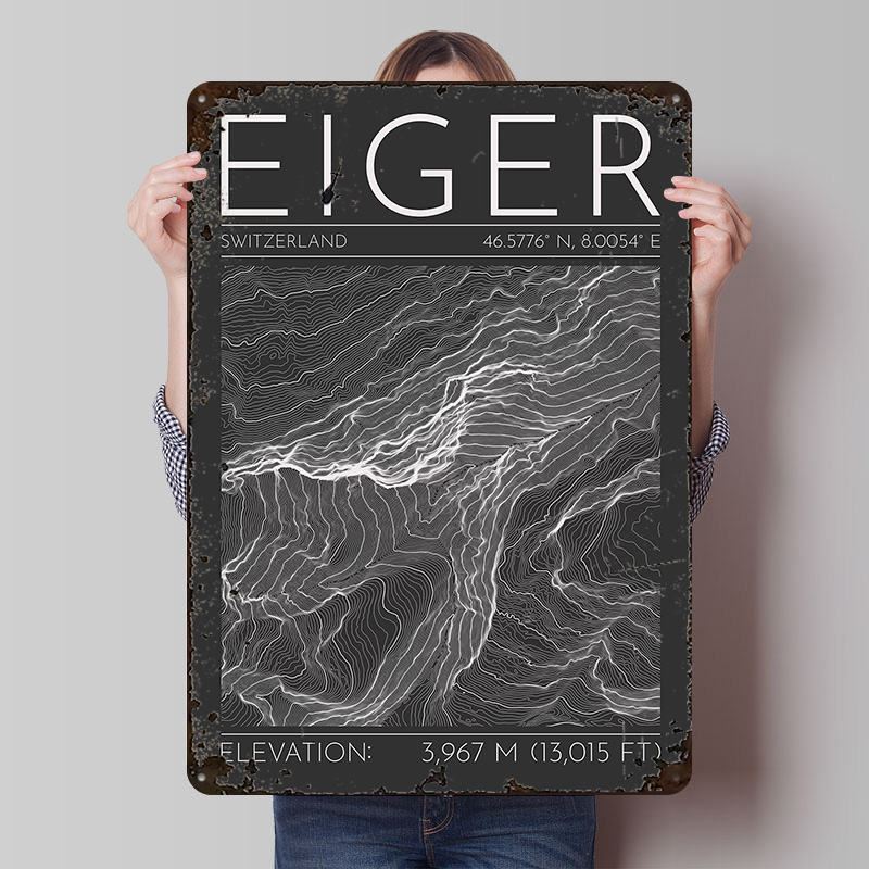 Eiger Mountain Topographic Con - Custom Map Poster 评论和价格