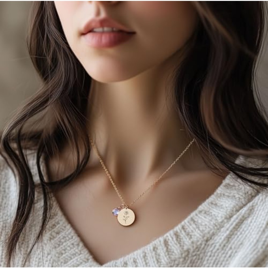 Birth Flower Necklaces for Wom - Birth Flower Necklace 评论和价格