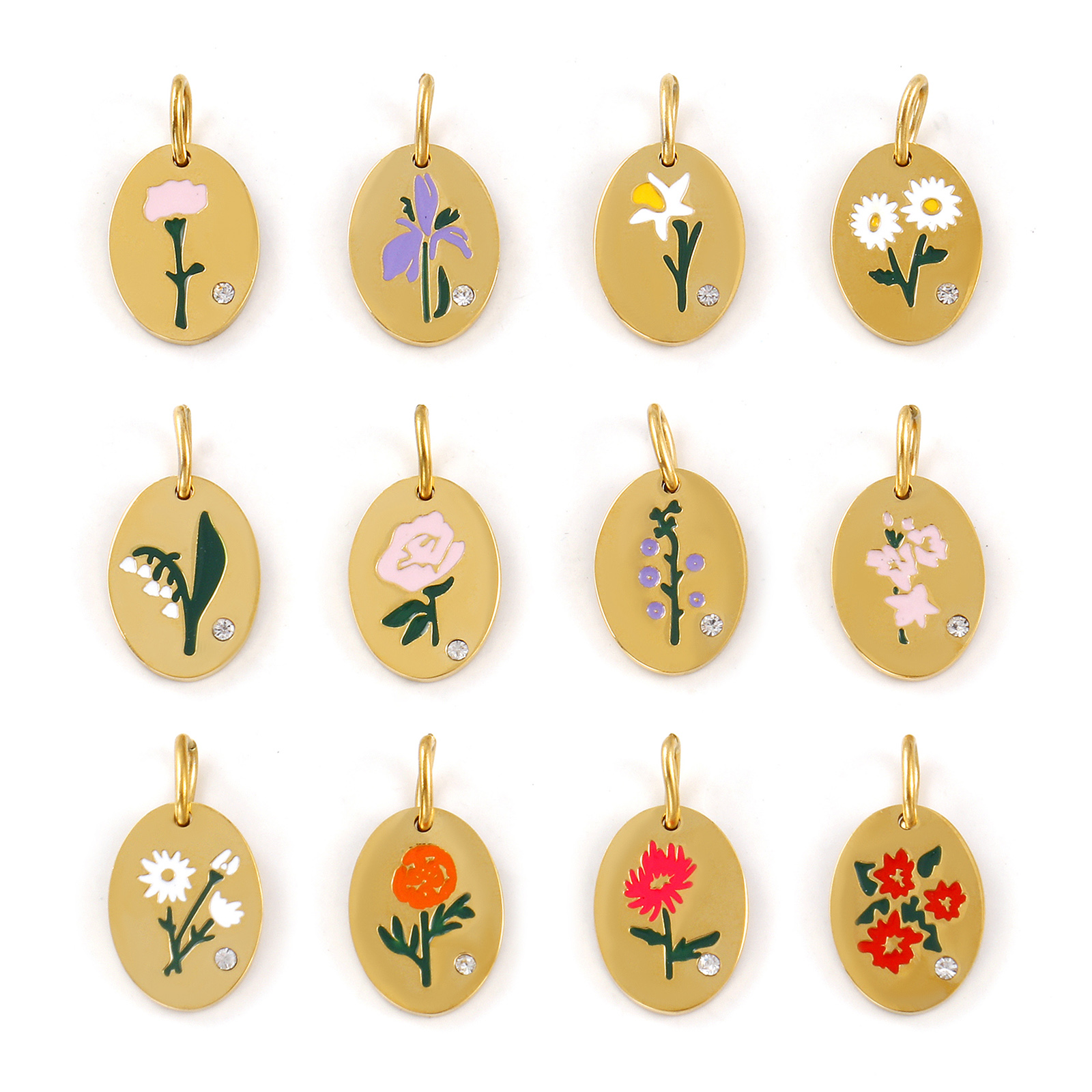 1 Piece 304 Stainless Steel Bi - Birth Flower Necklace 评论和价格